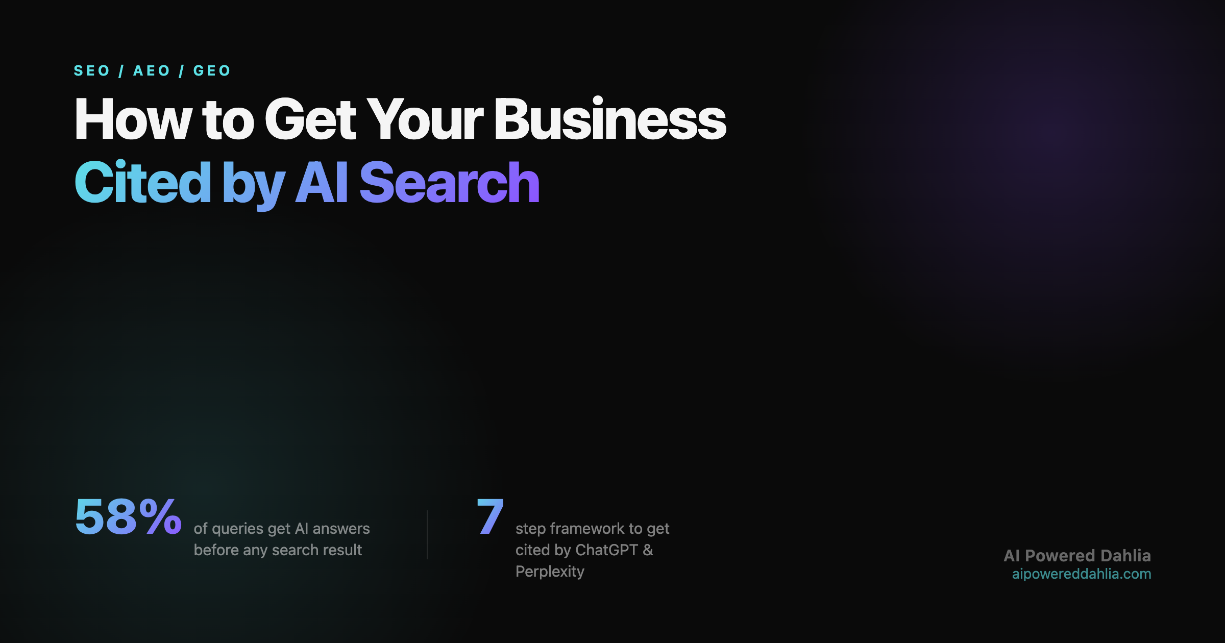 Get Cited by AI Search: 7-Step GEO Framework | AI Powered Dahlia